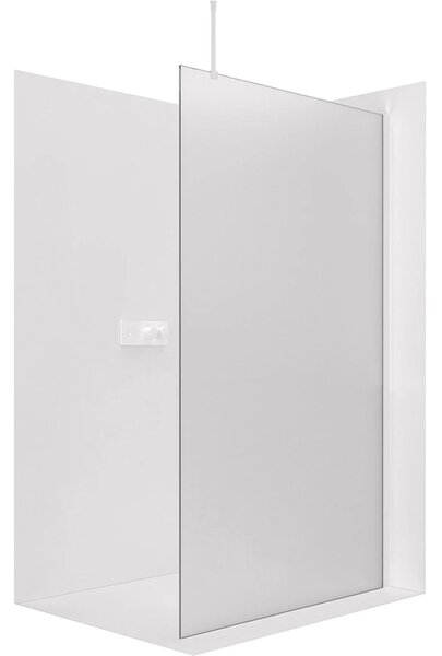 CERANO - Sprchová zástena Walk-in Onyx Top Round Ľ/P - 8 mm - guľatá vzpera - biela matná, mliečne sklo - 30x200 cm
