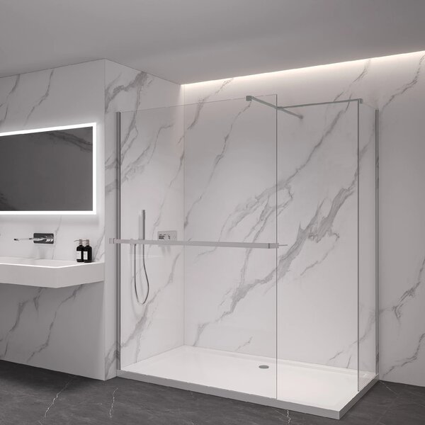 CERANO - Sprchová zástena Walk-in Onyx TL/P - 8 mm - hranatá vzpera + polička/držiak na uteráky - chróm, transparentné sklo - 40x30x200 cm