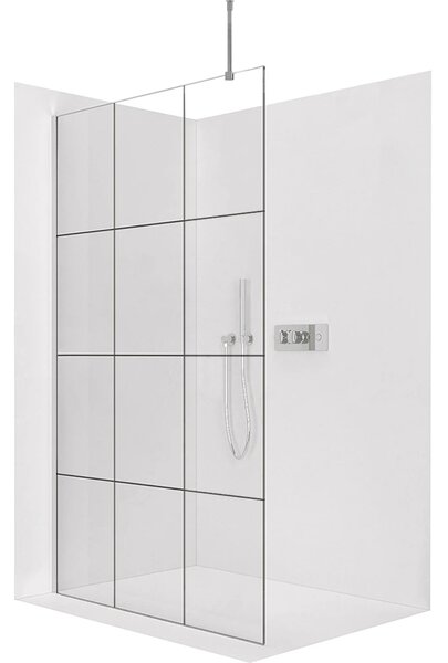 CERANO - Sprchová zástena Walk-in Onyx Top Round Ľ/P - 8 mm - guľatá vzpera - chróm, industriálne sklo - 90x200 cm