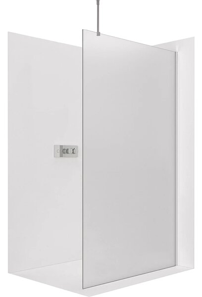CERANO - Sprchová zástena Walk-in Onyx Top Round Ľ/P - 8 mm - guľatá vzpera - chróm, mliečne sklo - 40x200 cm