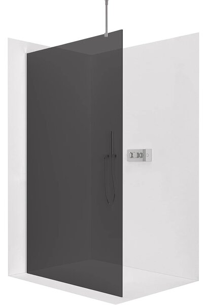 CERANO - Sprchová zástena Walk-in Onyx Top Round Ľ/P - 8 mm - okrúhla vzpera - chróm, grafitové sklo - 40x200 cm