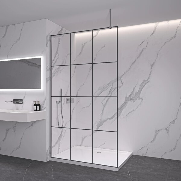 CERANO - Sprchová zástena Walk-in Onyx Top Round Ľ/P - 8 mm - guľatá vzpera - chróm, industriálne sklo - 90x200 cm