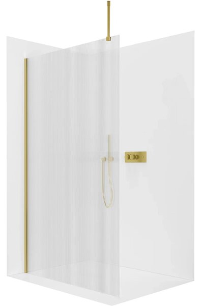 CERANO - Sprchová zástena Walk-in Onyx Top Round Ľ/P - 8 mm - guľatá vzpera - zlatá, ryhované sklo - 50x200 cm
