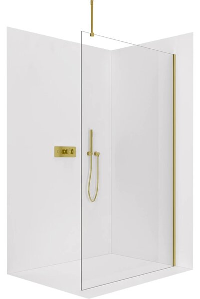 CERANO - Sprchová zástena Walk-in Onyx Top Round Ľ/P - 8 mm - guľatá vzpera - zlatá, transparentné sklo - 30x200 cm