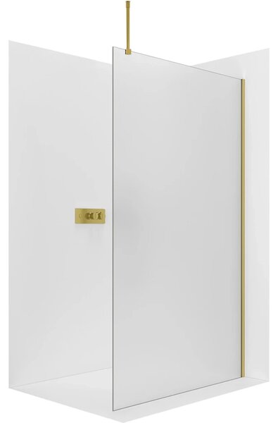 CERANO - Sprchová zástena Walk-in Onyx Top Round Ľ/P - 8 mm - okrúhla vzpera - zlatá, mliečne sklo - 50x200 cm
