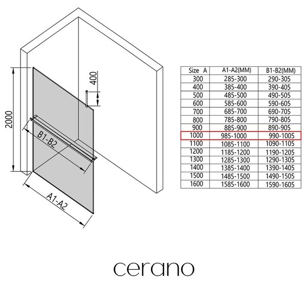 CERANO - Sprchová zástena Walk-in Onyx Top Round Ľ/P - 8 mm - guľatá vzpera + polička/držiak na uteráky - čierna matná, industriálne sklo - 100x200 cm