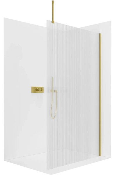 CERANO - Sprchová zástena Walk-in Onyx Top Round Ľ/P - 8 mm - guľatá vzpera - zlatá, ryhované sklo - 50x200 cm