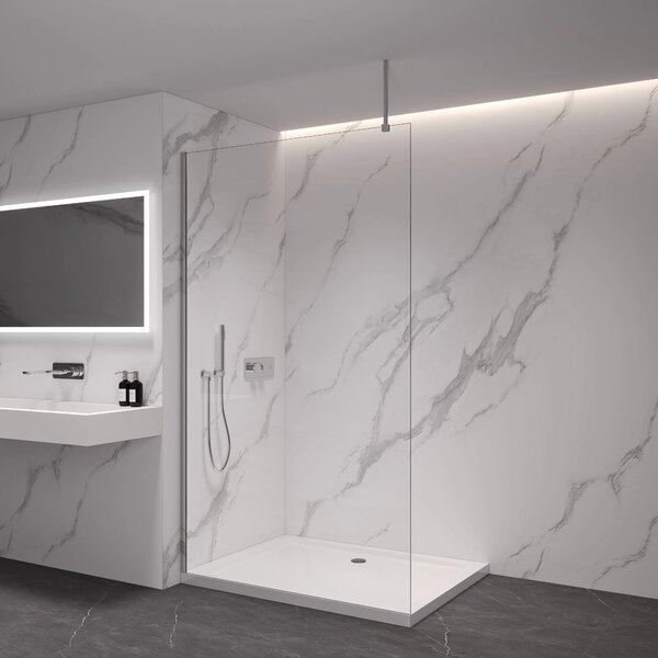 CERANO - Sprchová zástena Walk-in Onyx Top Round Ľ/P - 8 mm - guľatá vzpera - chróm, transparentné sklo - 40x200 cm