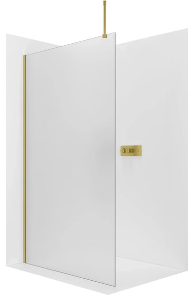 CERANO - Sprchová zástena Walk-in Onyx Top Round Ľ/P - 8 mm - okrúhla vzpera - zlatá, mliečne sklo - 50x200 cm