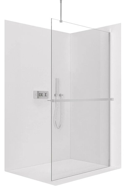 CERANO - Sprchová zástena Walk-in Onyx Top Round Ľ/P - 8 mm - guľatá vzpera + polička/držiak na uteráky - chróm, transparentné sklo - 30x200 cm