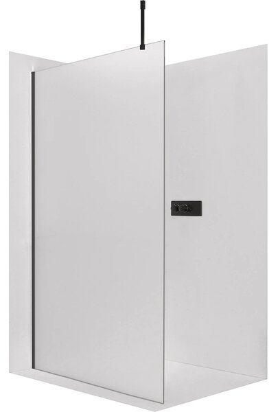 CERANO - Sprchová zástena Walk-in Onyx Top Cube Ľ/P - 8 mm - hranatá vzpera - čierna matná, mliečne sklo - 40x200 cm