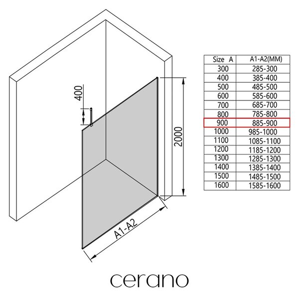 CERANO - Sprchová zástena Walk-in Onyx Top Cube Ľ/P - 8 mm - hranatá vzpera - chróm, industriálne sklo - 90x200 cm