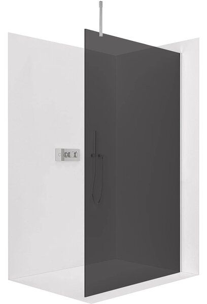 CERANO - Sprchová zástena Walk-in Onyx Top Cube Ľ/P - 8 mm - hranatá vzpera - chróm, grafitové sklo - 80x200 cm