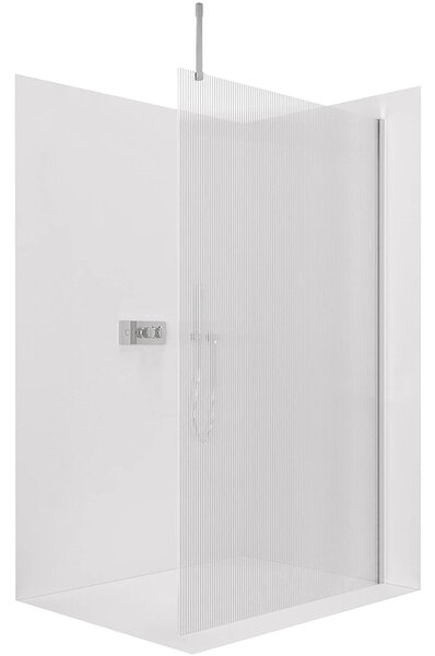 CERANO - Sprchová zástena Walk-in Onyx Top Cube Ľ/P - 8 mm - hranatá vzpera - chróm, ryhované sklo - 50x200 cm