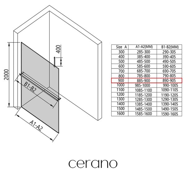 CERANO - Sprchová zástena Walk-in Onyx Top Cube Ľ/P - 8 mm - hranatá vzpera + polička/držiak na uteráky - chróm, industriálne sklo - 90x200 cm