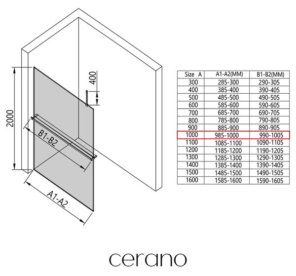 CERANO - Sprchová zástena Walk-in Onyx Top Cube Ľ/P - 8 mm - hranatá vzpera + polička/držiak na uteráky - chróm, grafitové sklo - 100x200 cm