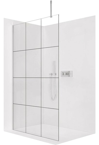 CERANO - Sprchová zástena Walk-in Onyx Top Cube Ľ/P - 8 mm - hranatá vzpera - chróm, industriálne sklo - 90x200 cm