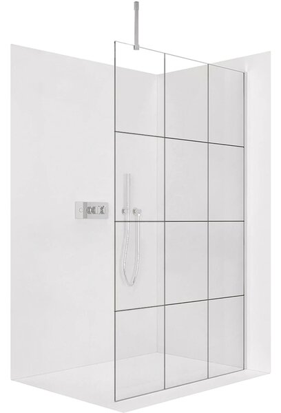 CERANO - Sprchová zástena Walk-in Onyx Top Cube Ľ/P - 8 mm - hranatá vzpera - chróm, industriálne sklo - 90x200 cm