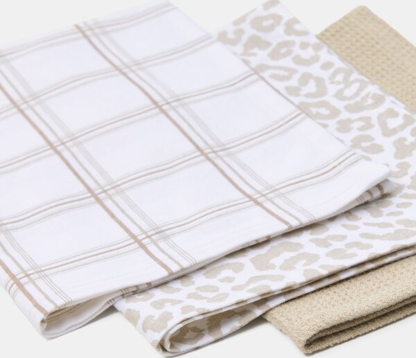 Sinsay - Sada kuchynských utierok 3 pack - krémová
