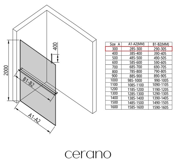 CERANO - Sprchová zástena Walk-in Onyx Top Cube Ľ/P - 8 mm - hranatá vzpera + polička/držiak na uteráky - chróm, grafitové sklo - 30x200 cm