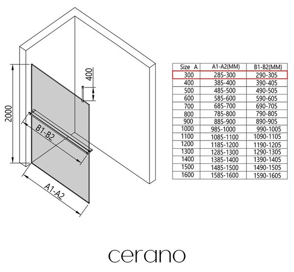 CERANO - Sprchová zástena Walk-in Onyx Top Round Ľ/P - 8 mm - guľatá vzpera + polička/držiak na uteráky - chróm, transparentné sklo - 30x200 cm