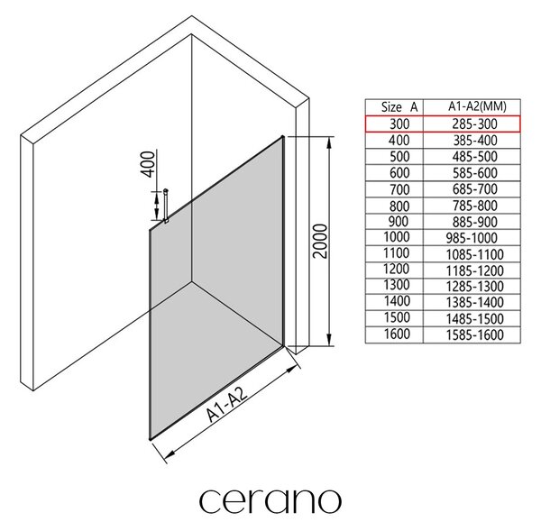 CERANO - Sprchová zástena Walk-in Onyx Top Round Ľ/P - 8 mm - guľatá vzpera - biela matná, grafitové sklo - 30x200 cm