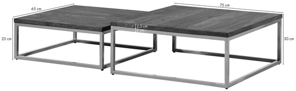LOUNGE Konferenčný stolík dvojset palisander hnedý olejovaný