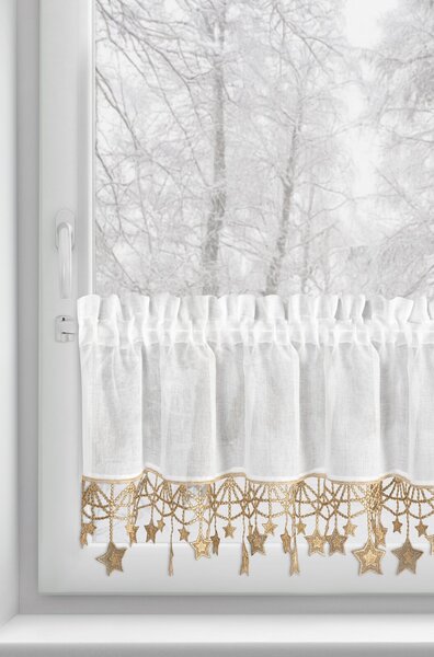 KRÁTKA VIANOČNÁ ZÁCLONA NA PÁSKE XMAS 30X150 CM HVIEZDY