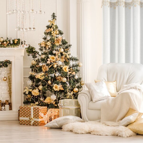 VIANOČNÁ ZÁCLONA NA KRÚŽKOCH XMAS 140X250 CM HVIEZDY