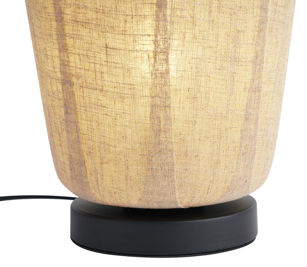 Japandi stolná lampa čierna s béžovým ľanovým tienidlom 21,5 cm - Nami
