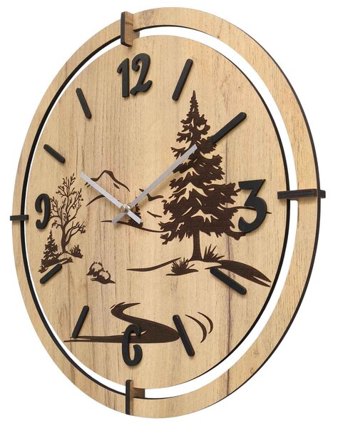 Moderné nástenné hodiny s gravírovaním Lesa | LEDNIC: HDF - Javor 30 cm 4800-115386 HDF0700-ruky-silver