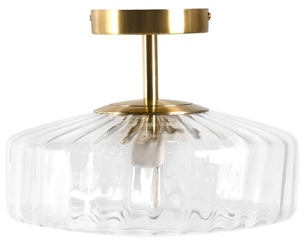 Stropná lampa priehľadná sklenené tienidlo pozlátená železná základňa moderný glamour štýl obývacia izba
