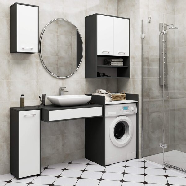 Ak furniture Závesná kúpeľňová skrinka Fin W64 64 cm grafit/biela