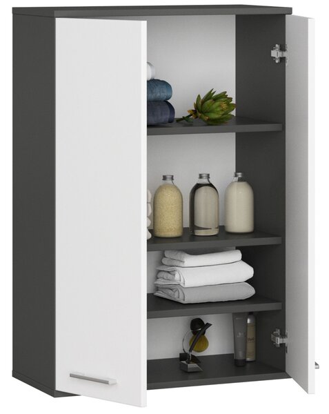 Ak furniture Závesná kúpeľňová skrinka Fin W64 64 cm grafit/biela