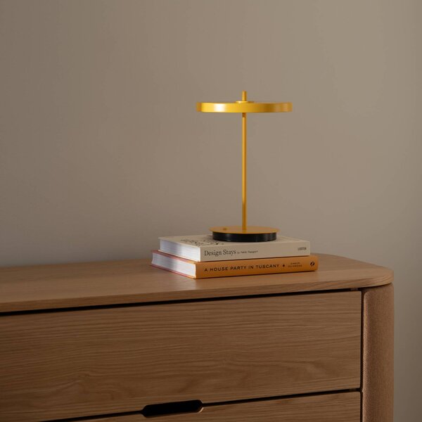 UMAGE LED dobíjacia stolná lampa Asteria Move sun žltá uni, 31cm, Žltá / oranžová, Obývacia izba / jedáleň, kov, Dizajn, Stojacie svietidlo
