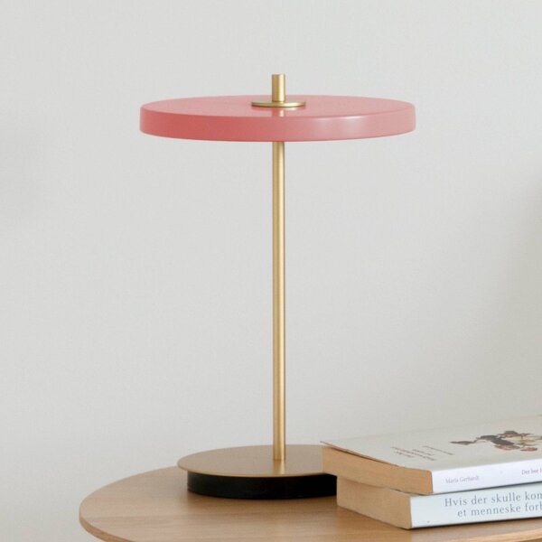 UMAGE stolová LED lampa Asteria Move, ružová/mosadz, 31 cm, Fialová / ružová, Obývacia izba / jedáleň, kov, Dizajn, Stojacie svietidlo