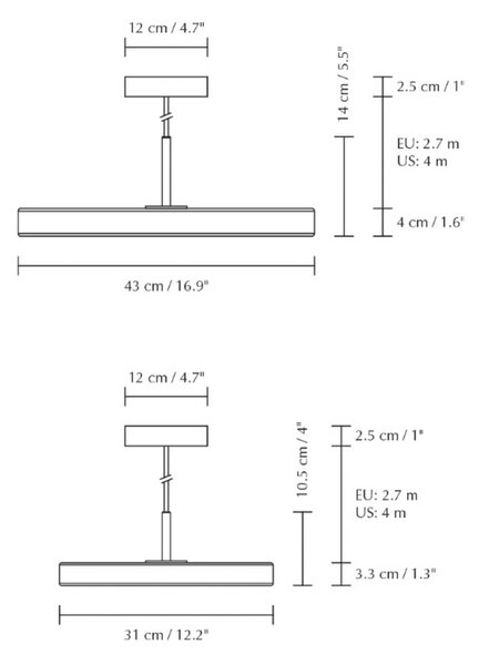 UMAGE LED závesné svietidlo Asteria Plus Medium čierna Ø 43 cm, Čierna, Obývacia izba / jedáleň, kov, Dizajn, Závesné svietidlo