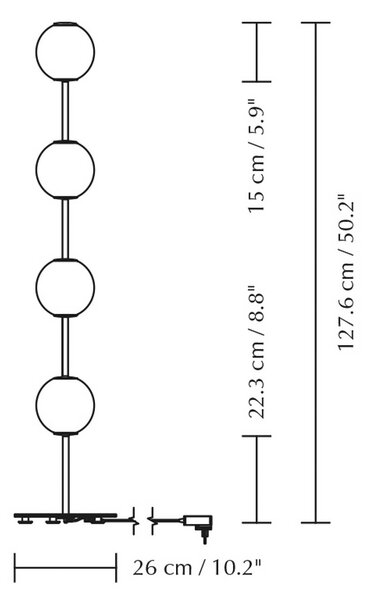 UMAGE LED stojacia lampa Audrey, mosadzová farba Výška 128 cm 4-pl., Mosadz / zlato, Obývacia izba / jedáleň, kov, Dizajn, Stojaca lampa