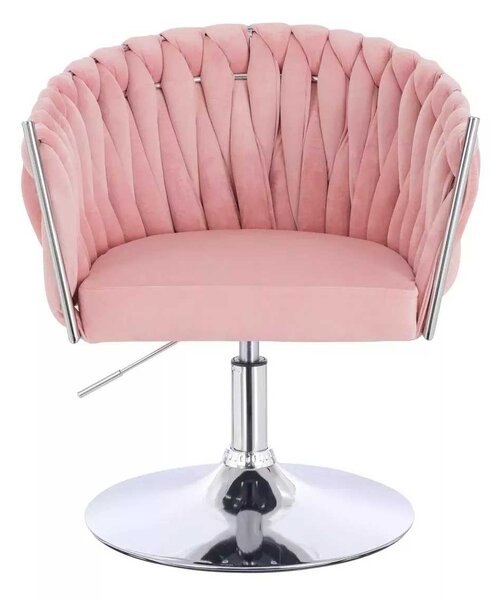 LuxuryForm DESIGN Stolička NORDEN VELUR na striebornom tanieri - ružová