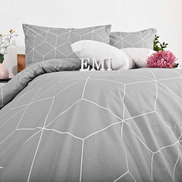 Obliečky bavlnené Alya grey EMI, Štandardný set jednolôžko obsahuje 1x 140x200 + 1x 70x90