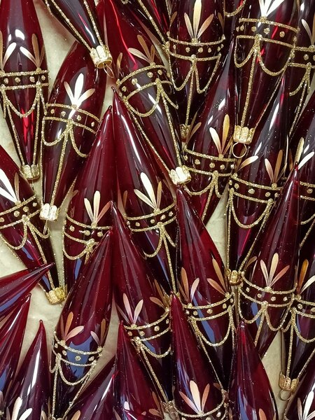Sklenená vianočná ozdoba Kvapka Burgundy Lesk