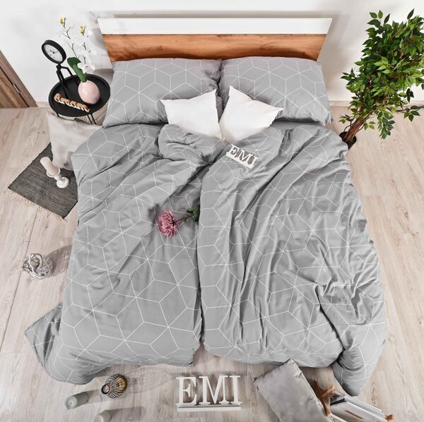 Obliečky bavlnené Alya grey EMI, Štandardný set jednolôžko obsahuje 1x 140x200 + 1x 70x90