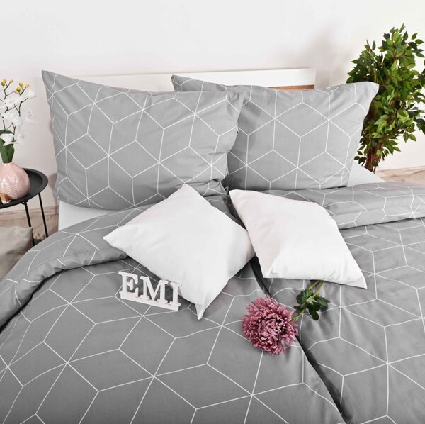Obliečky bavlnené Alya grey EMI, Štandardný set jednolôžko obsahuje 1x 140x200 + 1x 70x90