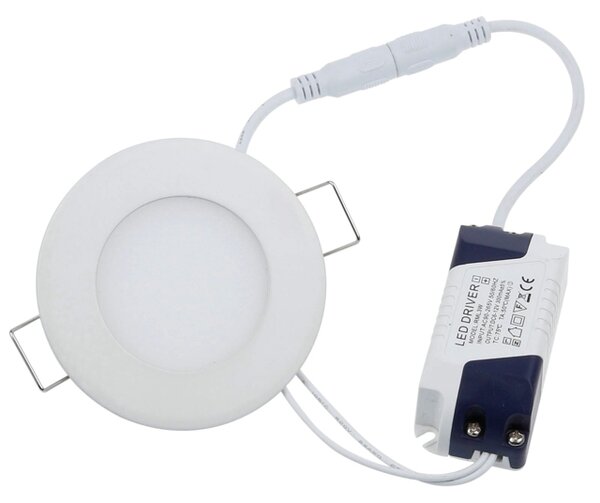 V-TAC Okrúhly zapustený LED mini panel 3W ALU, Studená biela 6000 - 6500K