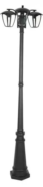 V-TAC Trojitá čierna stĺpová záhradná lampa 190cm na E27 žiarovku
