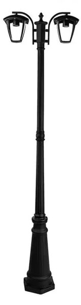 V-TAC Dvojitá čierna stĺpová záhradná lampa 190cm na E27 žiarovku