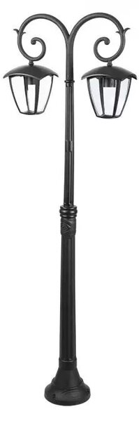 V-TAC Dvojitá čierna stĺpová záhradná lampa 140cm na E27 žiarovku