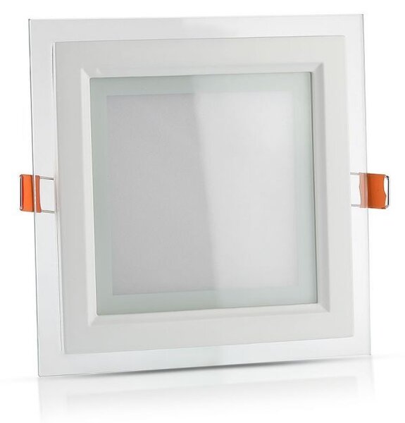 V-TAC Sklenený hranatý zapustený LED panel 6W, Teplá biela 2500 - 3000K