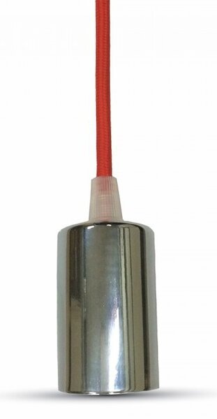 V-TAC Chrómová závesná lampa s farebným káblom (14 farieb), Červená