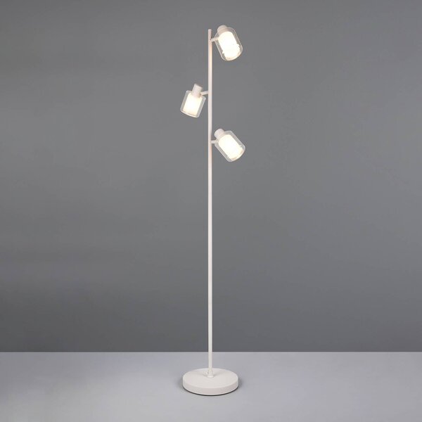Reality Leuchten Stojacia lampa Neralo, svetlosivá, kov, výška 154,5 cm, E14, Hliník / sivá / zinok, Obývacia izba / jedáleň, kov, Stojaca lampa
